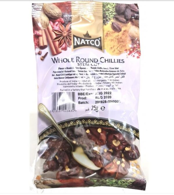Natco Round Chillies Stem Cut 25g