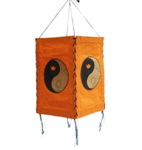 Lamp Shade Hand Made Lokta Paper Lamp Shade -Ying Yang Design (Orange).