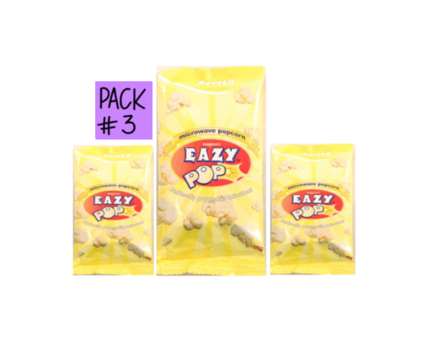 Eazy Pop Microwave Popcorn BUTTER Flavour Pack (3)