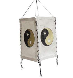 Lamp Shade Hand Made Lokta Paper Lamp Shade -Ying Yang Design (White).